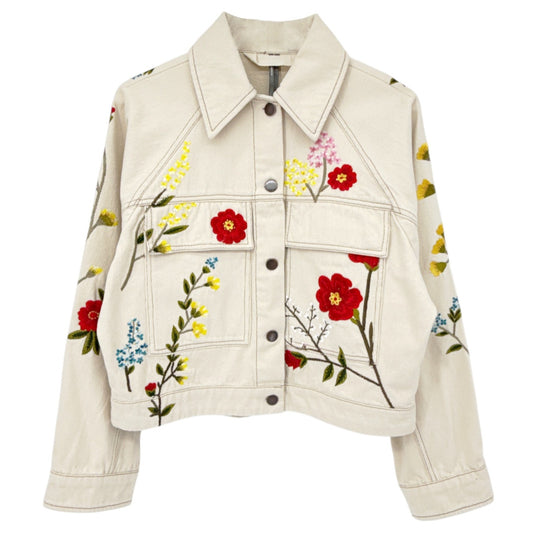 ANTHROPOLOGIE Floral Embroidered Jacket XS