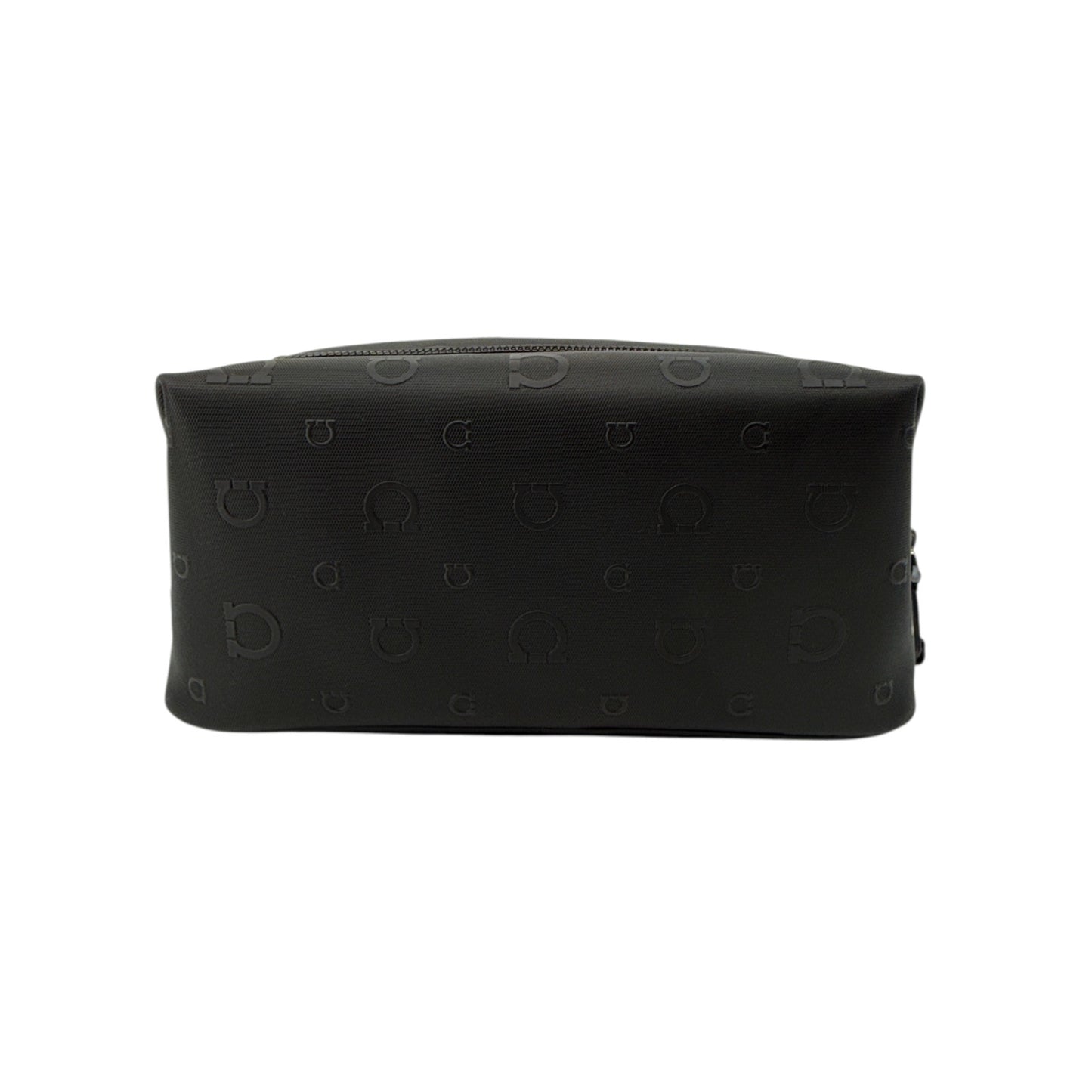 SALVATORE FERRAGAMO Gancini Embossed Toiletry Dopp Kit Bag in Black