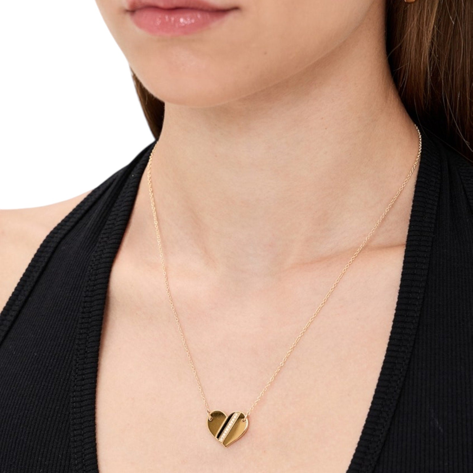GWEN BELOTI Heart Stripe Pendant Necklace Gwen Beloti