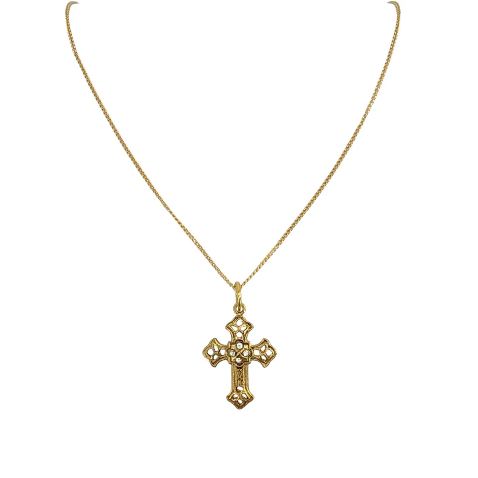 VIRGINS SAINTS & ANGELS VSA Basilica Cross Charm Necklace 16" in Gold - flyKAMP