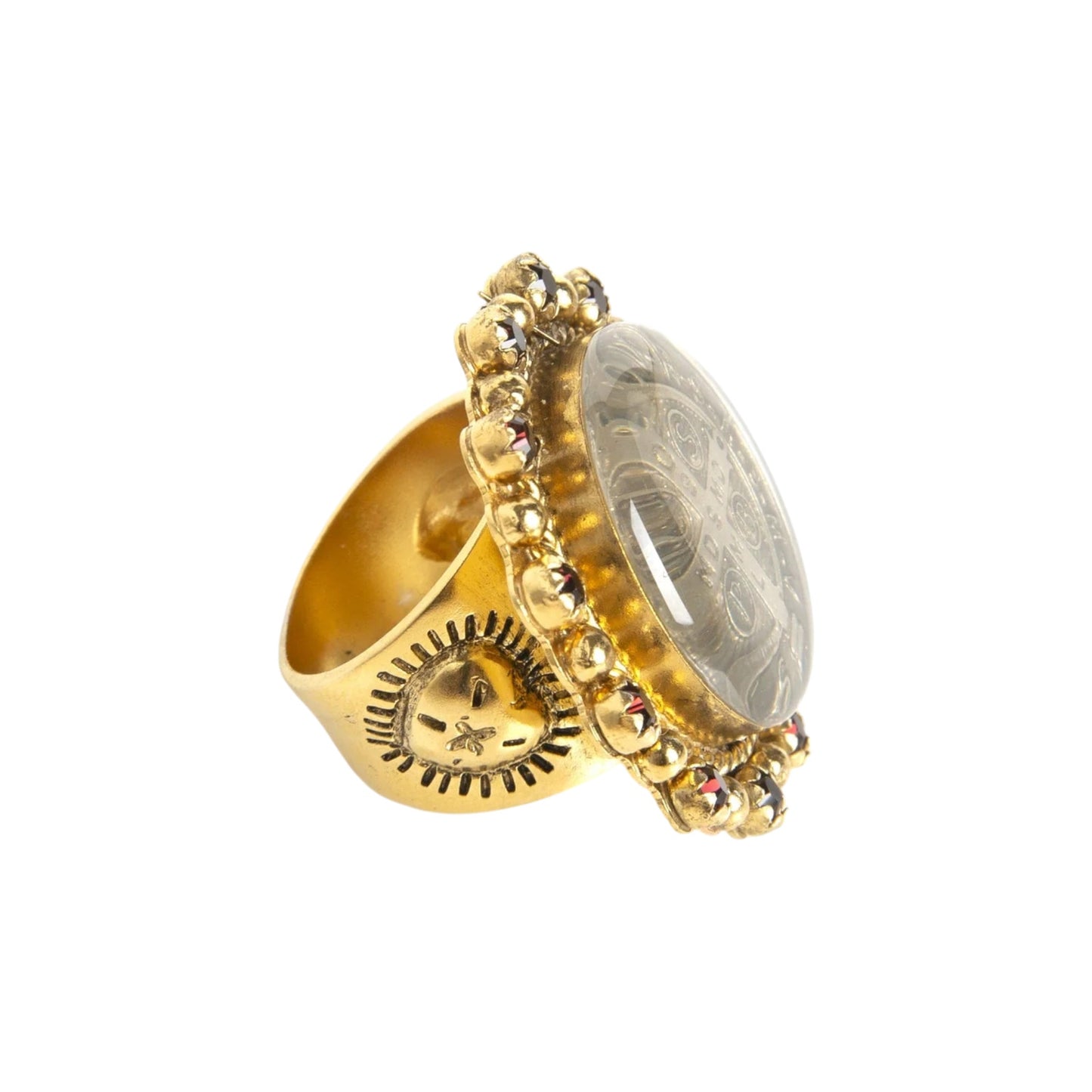 VIRGINS SAINTS & ANGELS Vintage San Benito Ring Gold Plated Sterling Silver 6