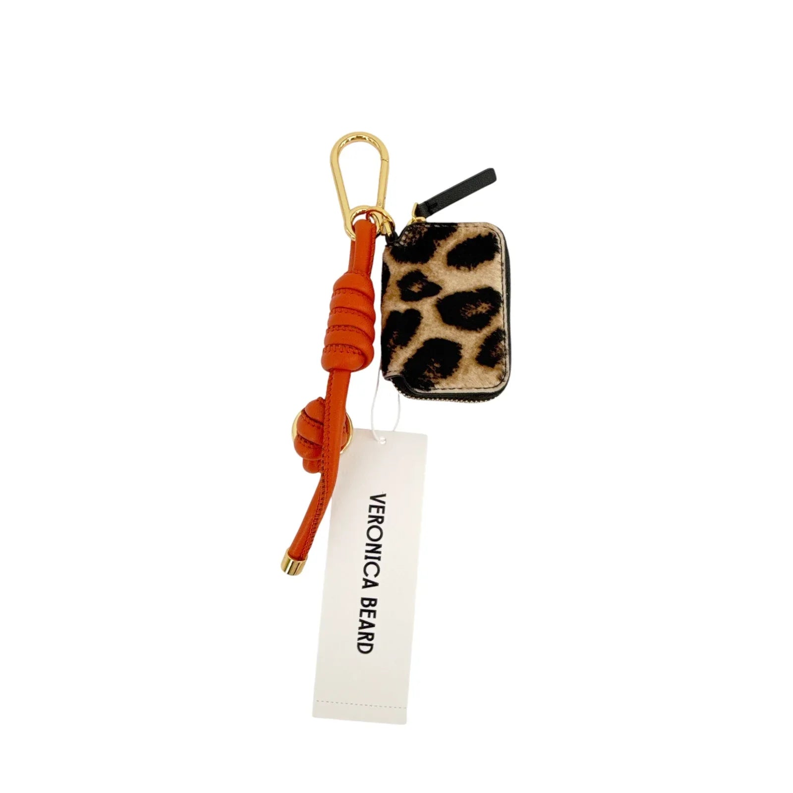 VERONICA BEARD Leopard Zip Pouch Bag Charm Dark Acorn - flyKAMP