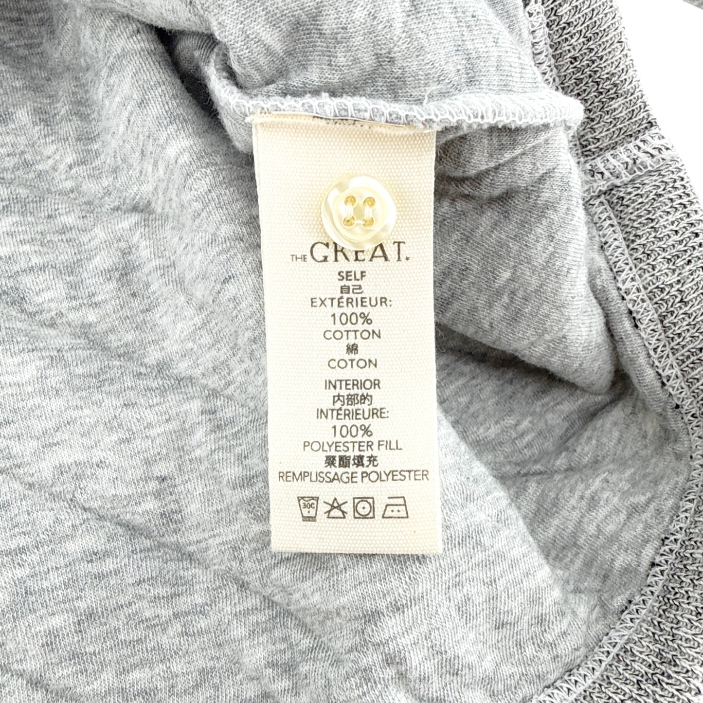 THE GREAT. The Quilted Henley Sleep Sweatshirt. in Heather Grey 0|XS