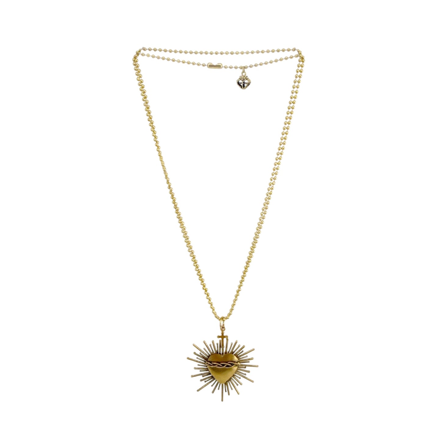 VIRGINS SAINTS & ANGELS VSA Sacred Flame Charm Necklace 34" Gold Plated SS Chain