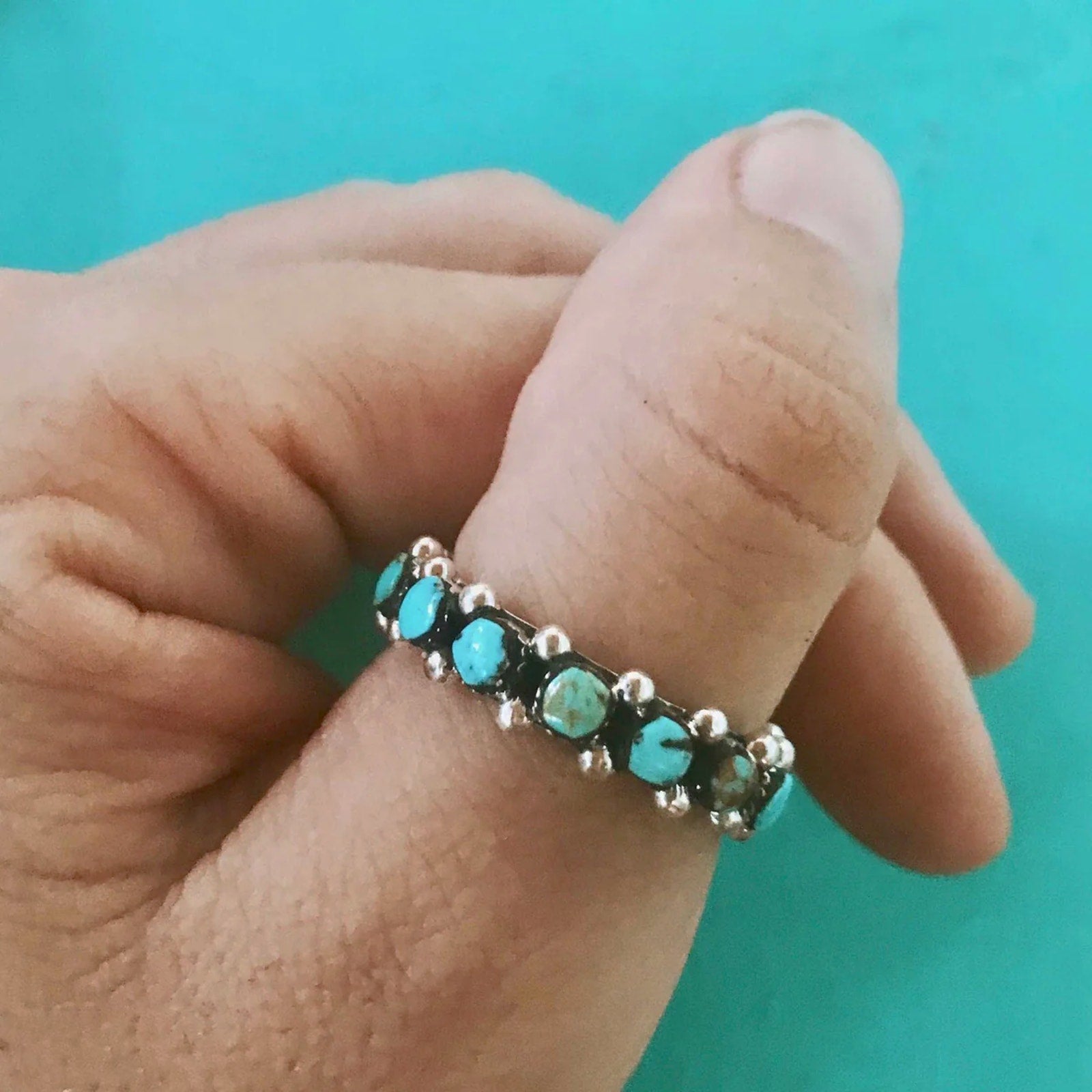 TURQUOISE TUESDAY Wild Romance Eternity Ring Turquoise & Silver 6 Turquoise Tuesday