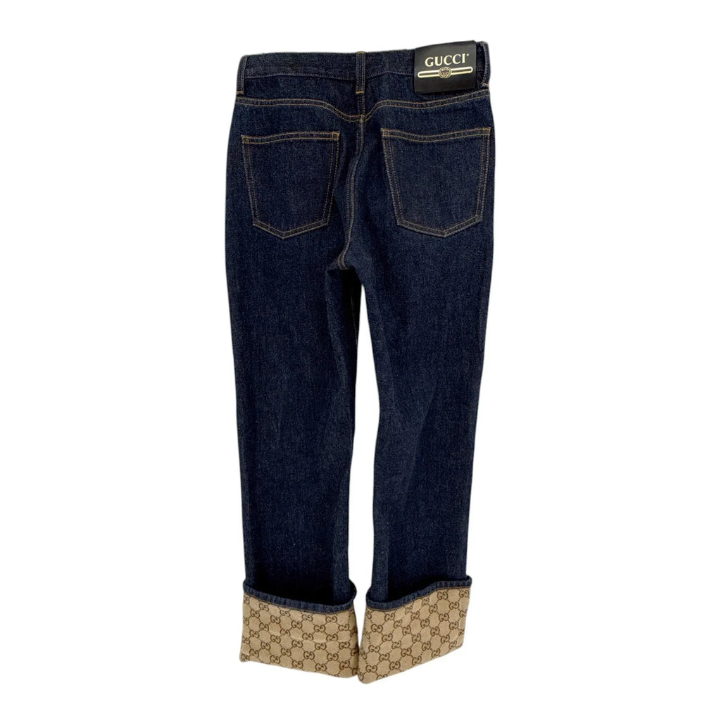 GUCCI Denim Pants with GG Supreme Canvas Cuff 24 - flyKAMP