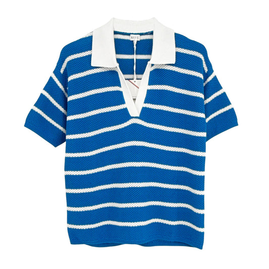 KULE The Fjord Knit Polo in Royal Blue & White S