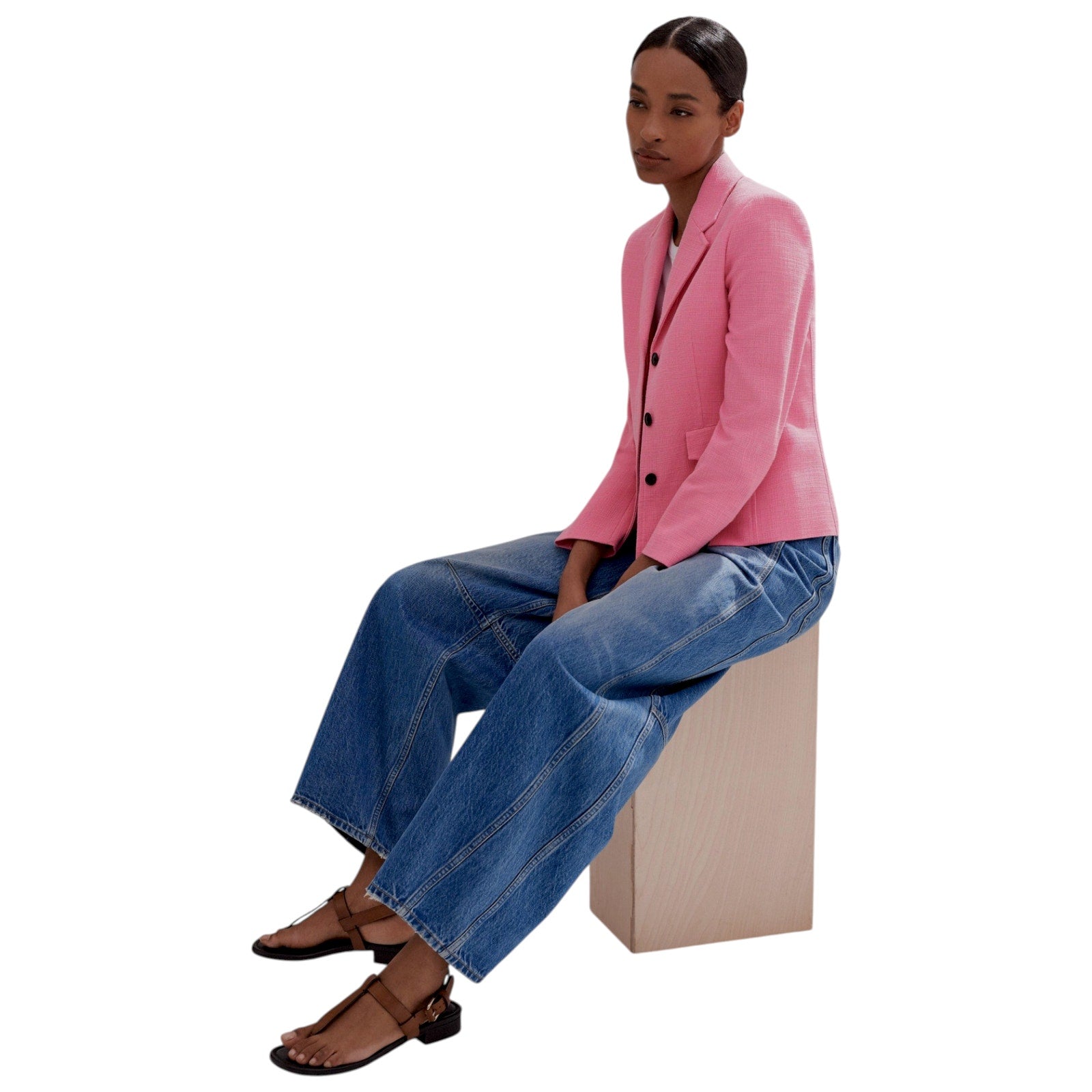 ME+EM Cotton Blend Spring Boyfriend Blazer in Perfect Pink UK12|US8 ME+EM