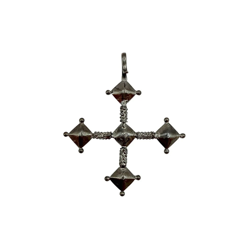 VIRGINS SAINTS & ANGELS VSA Brigid Cross Medallion Fire Ruby & Gunmetal - flyKAMP
