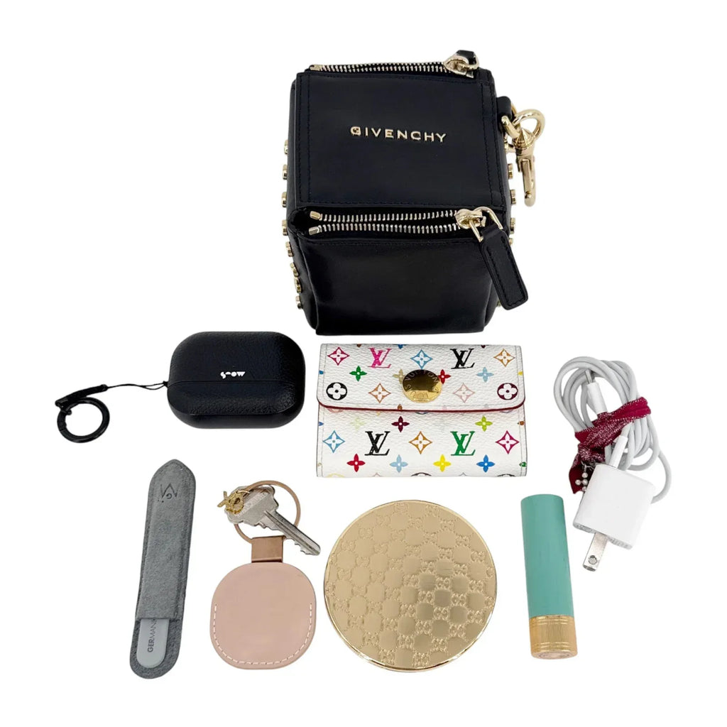 GIVENCHY Pandora Cube Pouch Charm Leather Bag in Black - flyKAMP