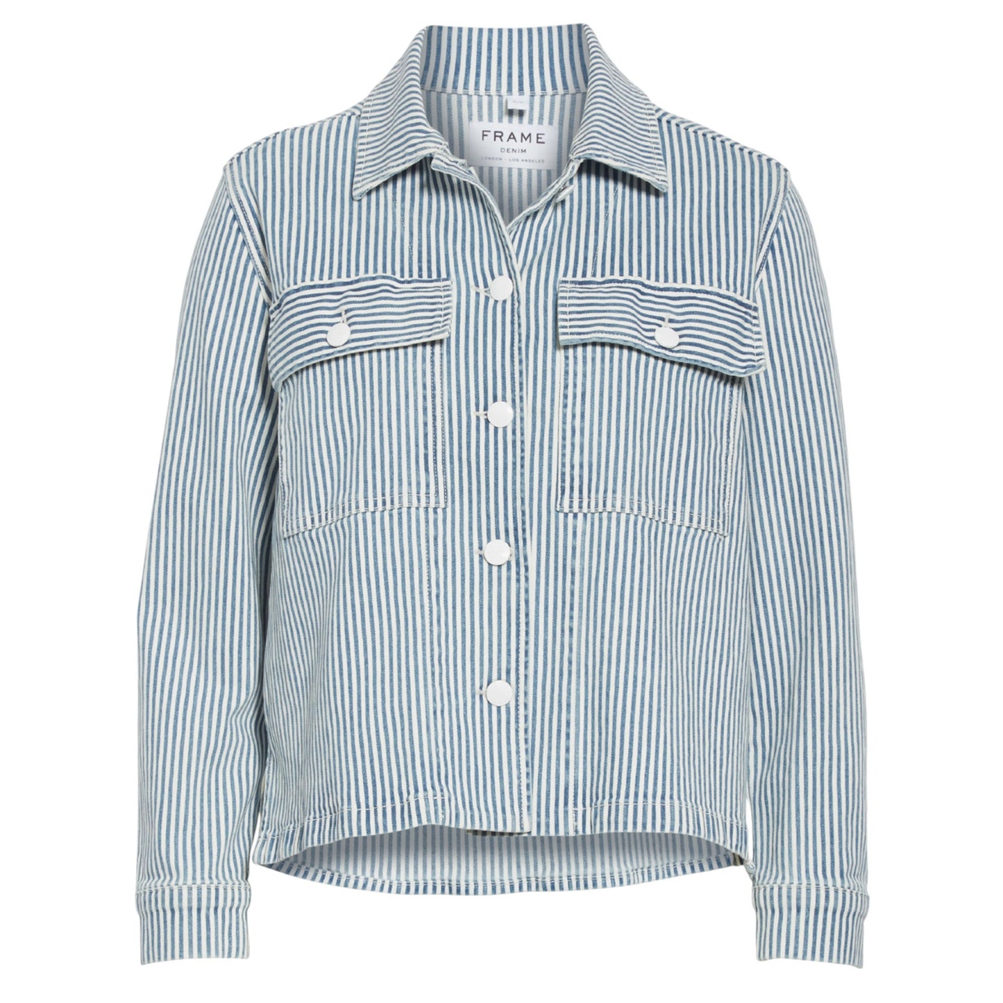 FRAME Engineer Striped Denim Shirt Jacket XS