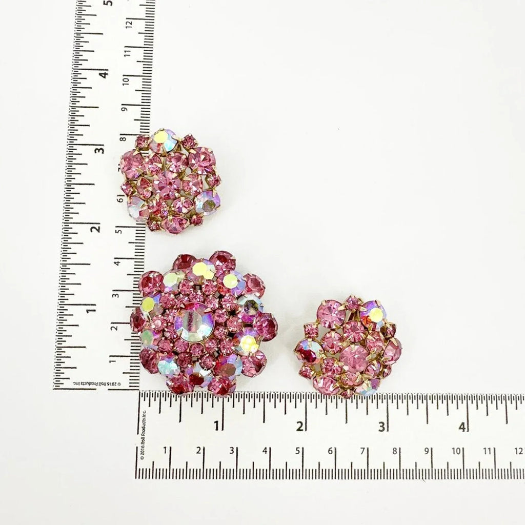 BROOCH VINTAGE Rhinestone Brooch & Clip-on Earring Set - flyKAMP