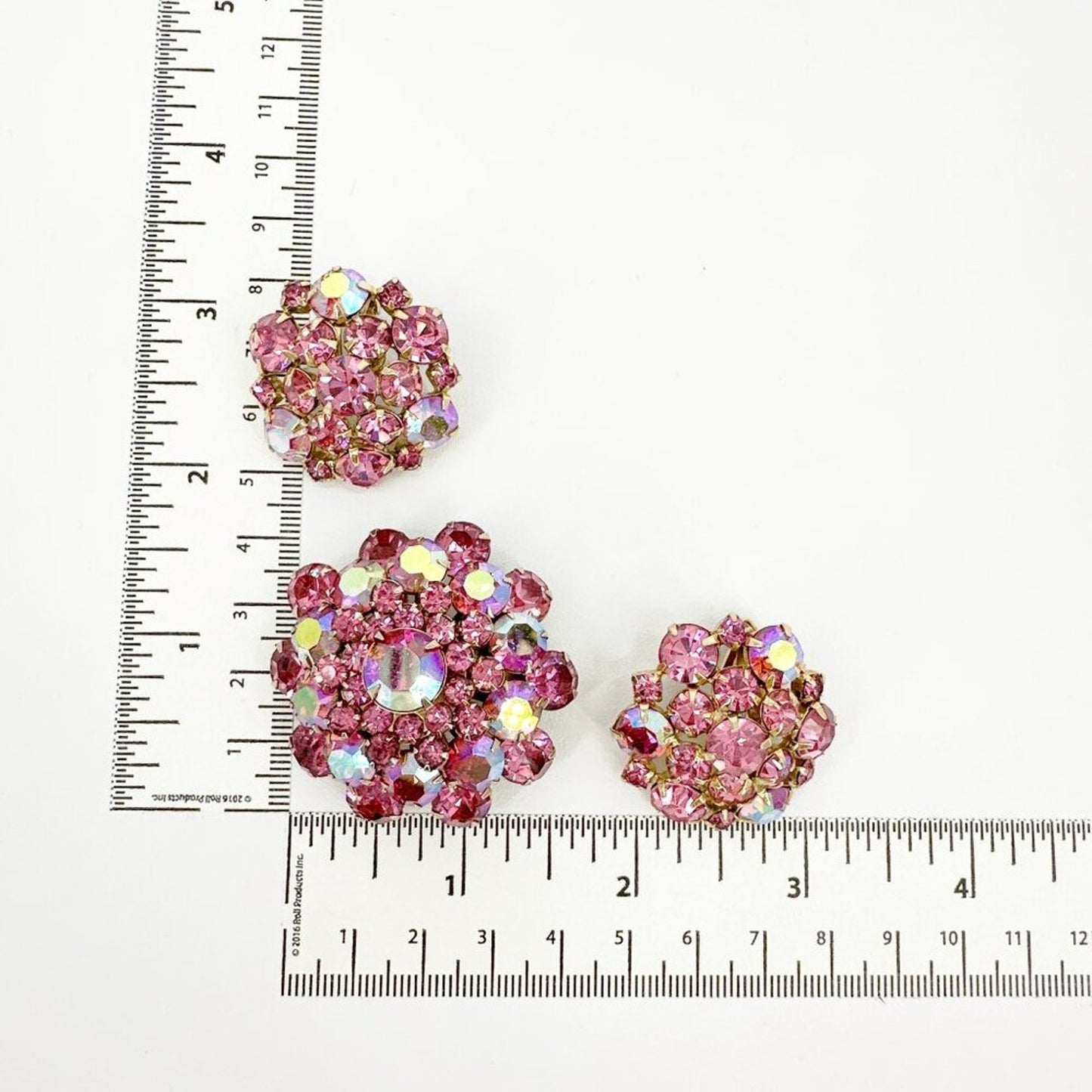BROOCH VINTAGE Rhinestone Brooch & Clip-on Earring Set