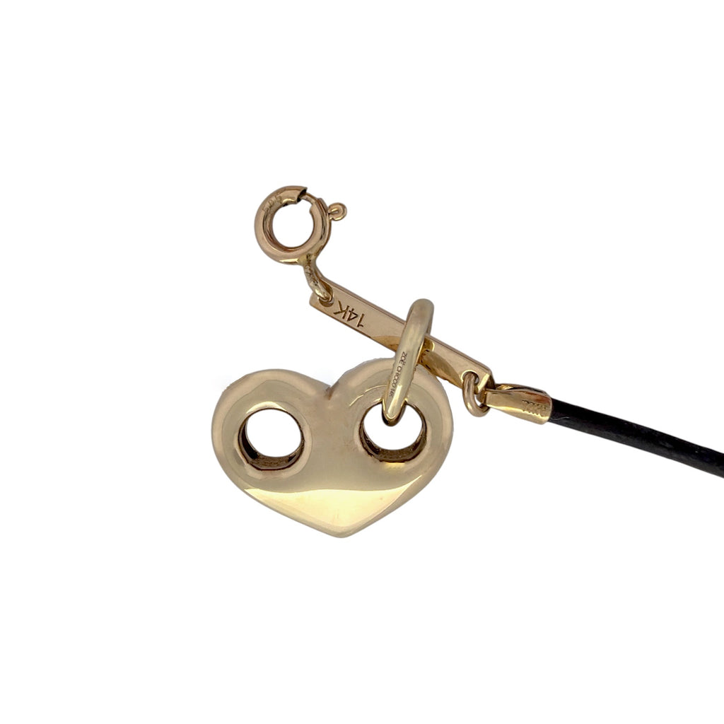 ZOE CHICCO 14k Gold Large Mariner Heart Leather Cord Necklace Zoe Chicco