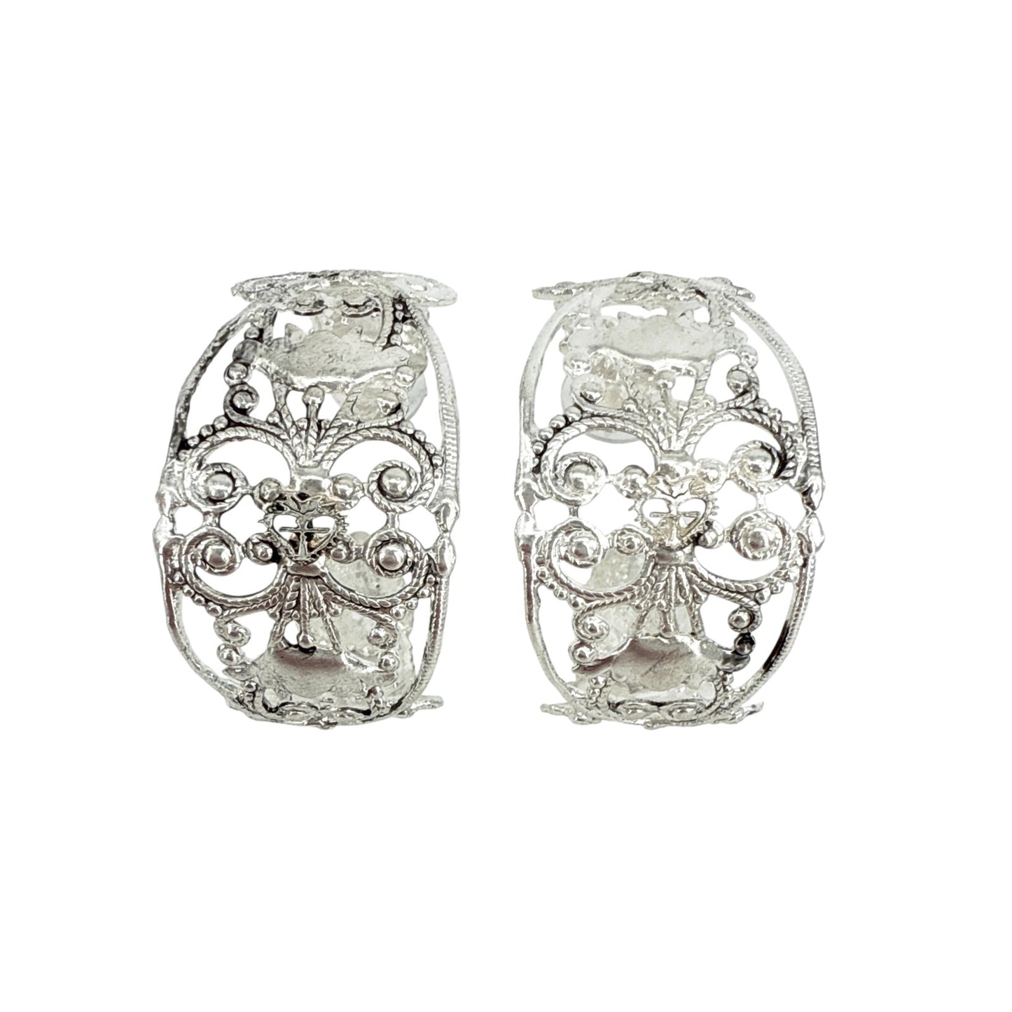 VIRGINS SAINTS & ANGELS VSA Antigua Wide Hoop Post Earrings in Silver