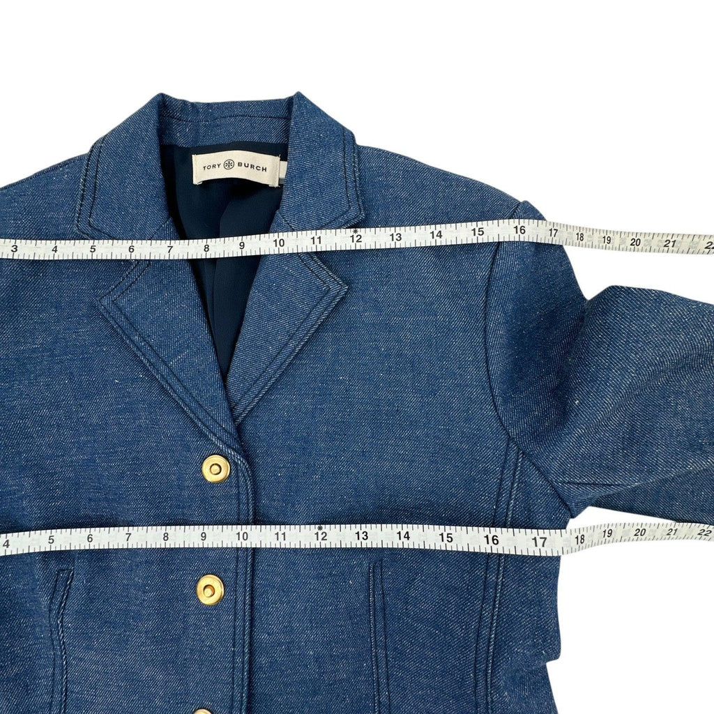 TORY BURCH Raw Denim Blazer in Unwashed Rinse 4|S - flyKAMP