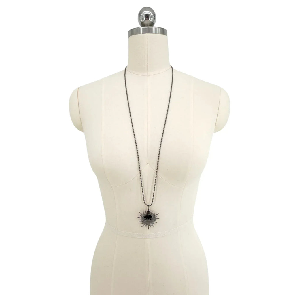 VIRGINS SAINTS & ANGELS VSA Sacred Flame Charm Necklace Gunmetal 34" Ball Chain - flyKAMP