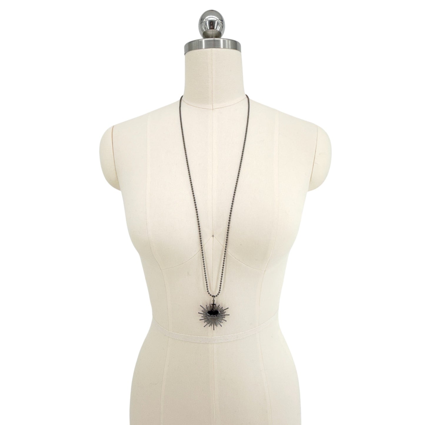 VIRGINS SAINTS & ANGELS VSA Sacred Flame Charm Necklace Gunmetal 34" Ball Chain