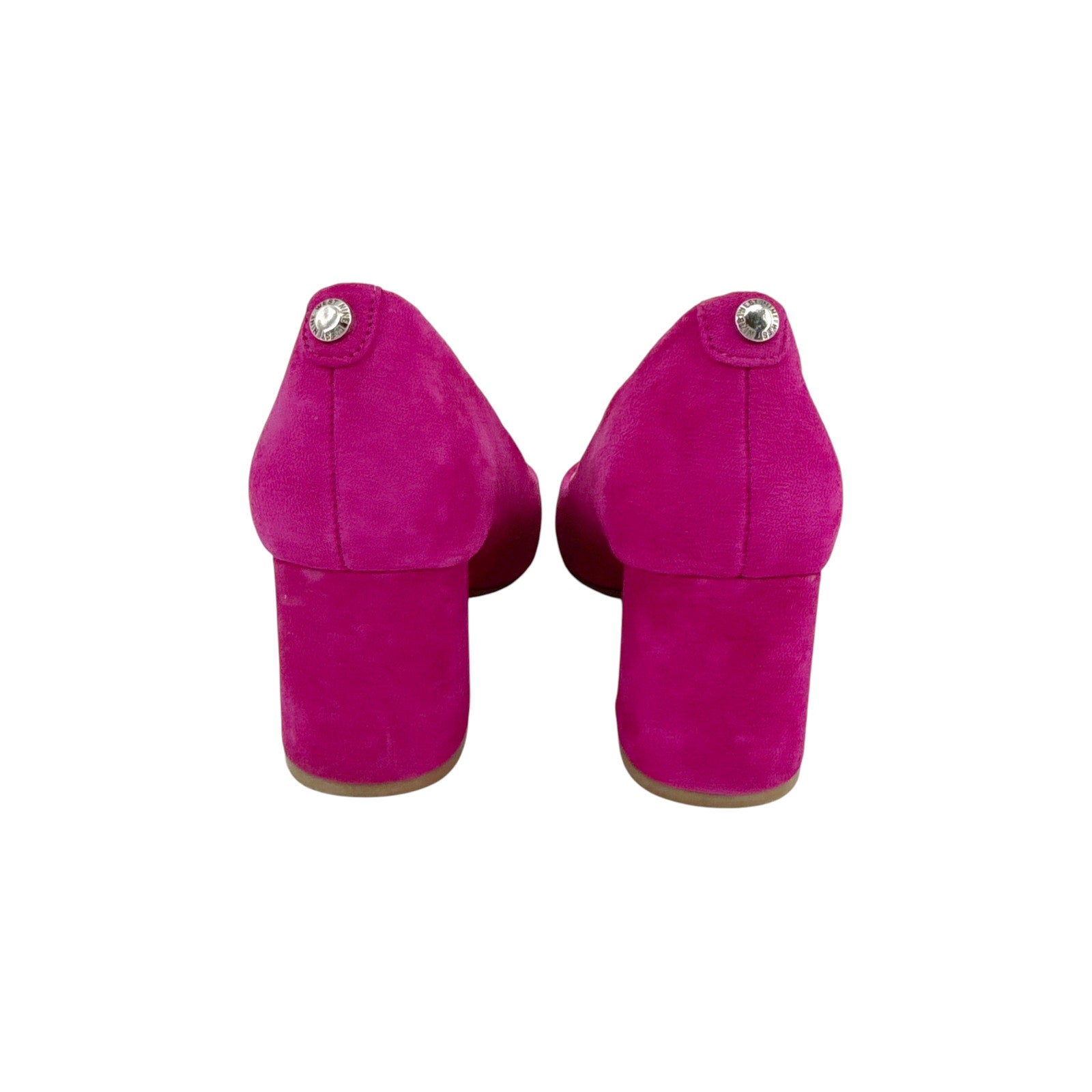 NINE WEST Vibe 9x9 Block Heel Pumps in Pink Berry Suede 6.5