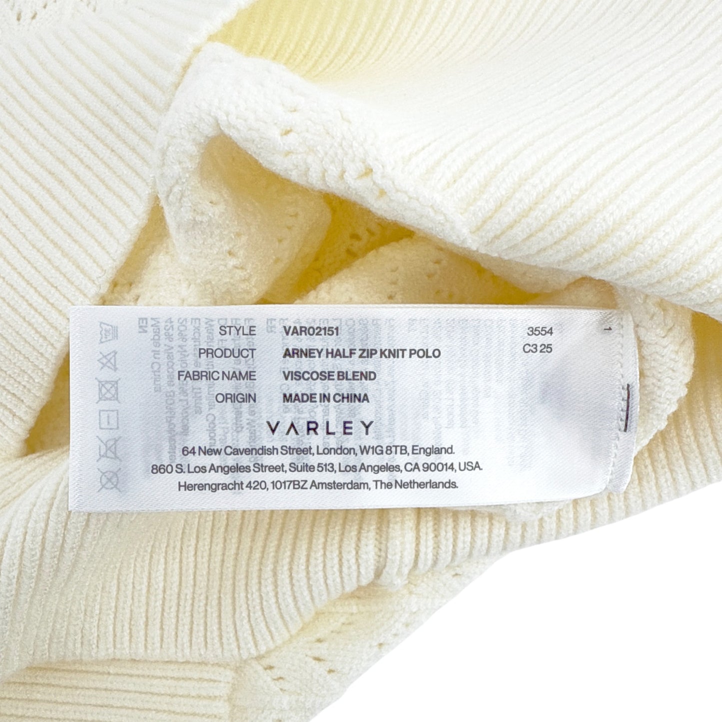 VARLEY Arney Half-Zip Polo Sweater in Egret S