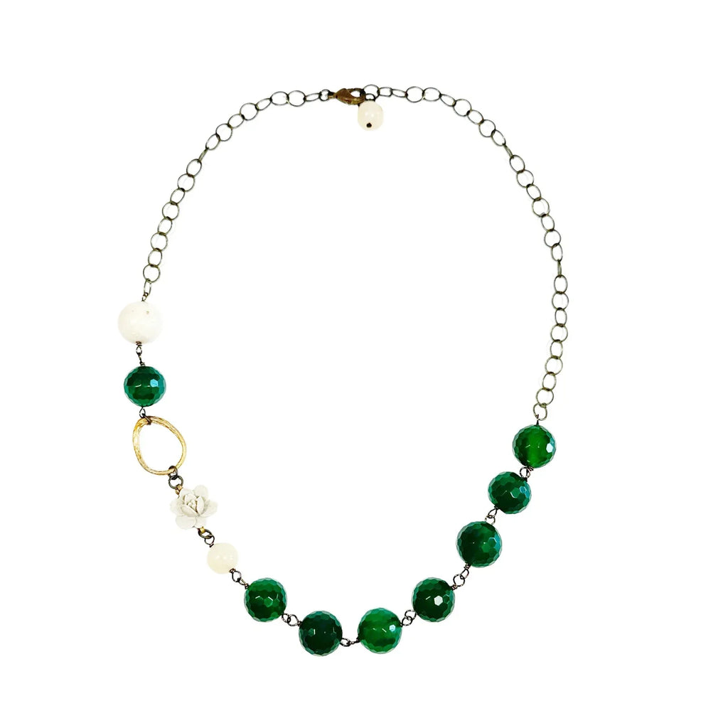 NECKLACE Hand Crafted in Antique Gold & Green - flyKAMP
