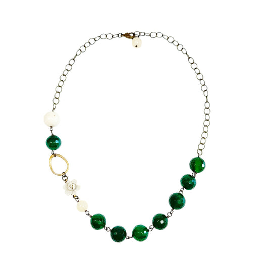 NECKLACE Hand Crafted in Antique Gold & Green