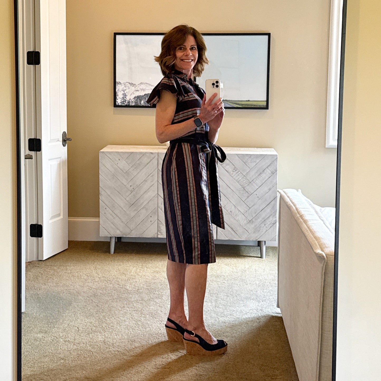 BADGLEY MISCHKA Stripe Button Down Dress 0