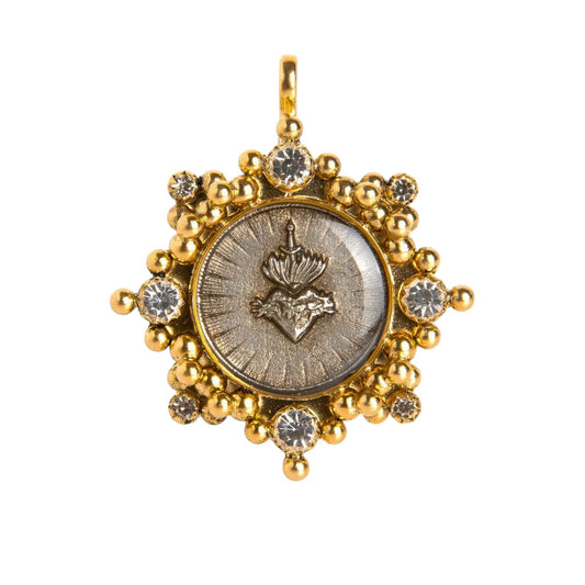 VIRGINS SAINTS & ANGELS VSA Cloister Sacred Heart Medallion in Gold