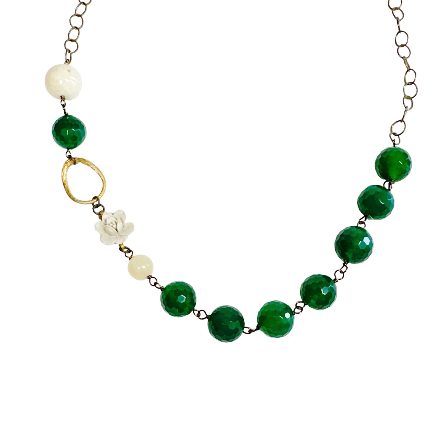 NECKLACE Hand Crafted in Antique Gold & Green