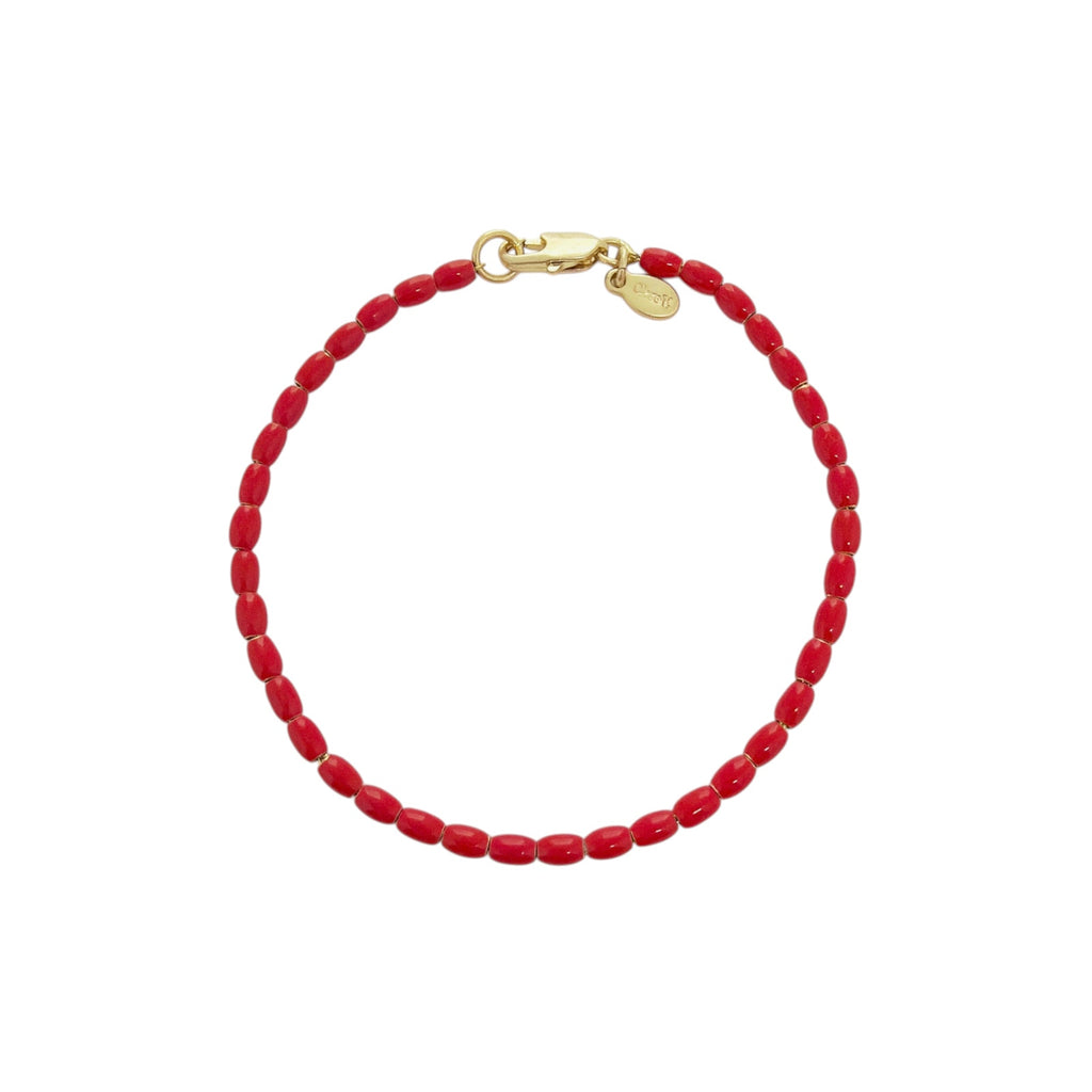 CLARE V. Enamel Barrel Chain Bracelet in Poppy Clare V.
