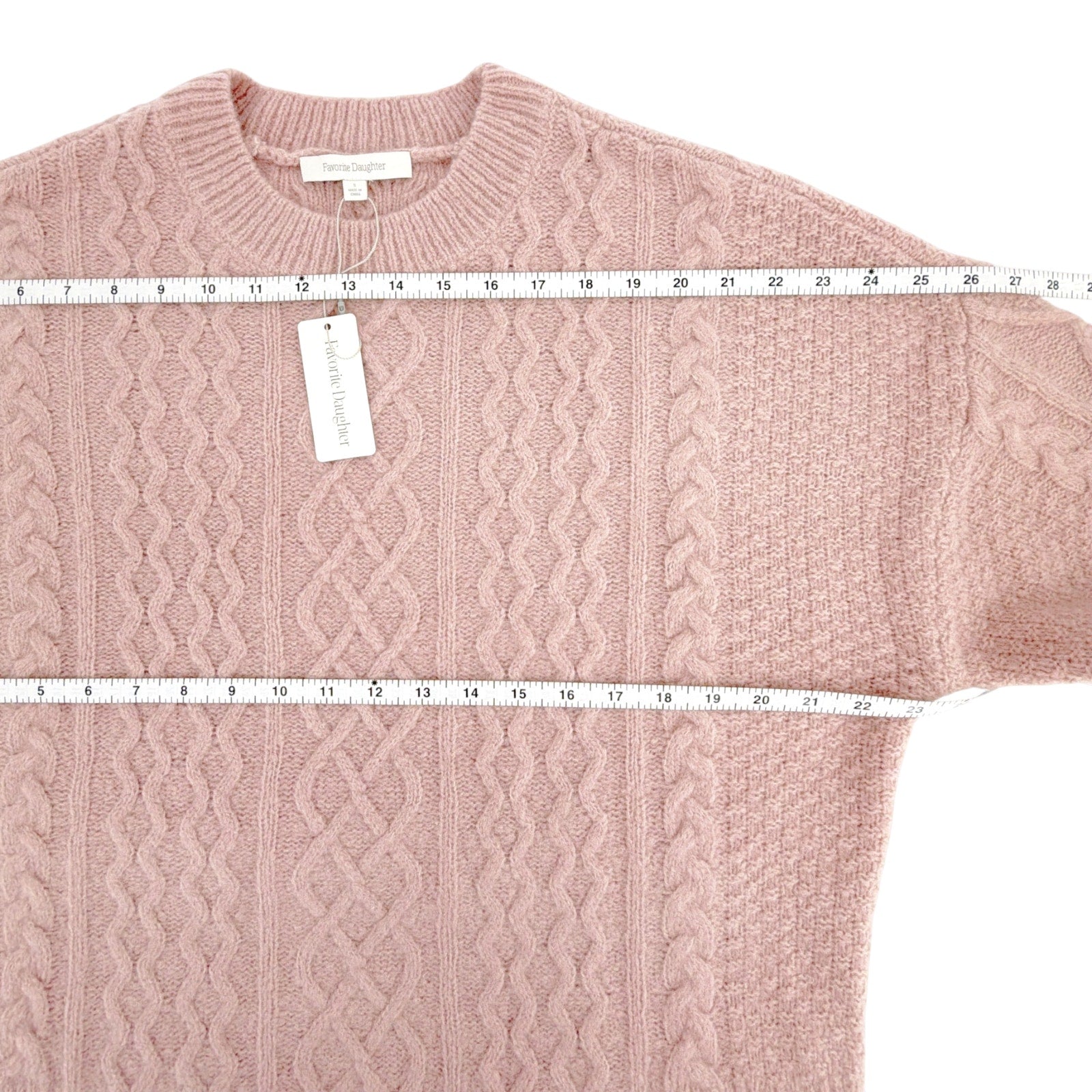 FAVORITE DAUGHTER The Oversized Cable Sweater in Whimsical Rose S Favorite Daughter