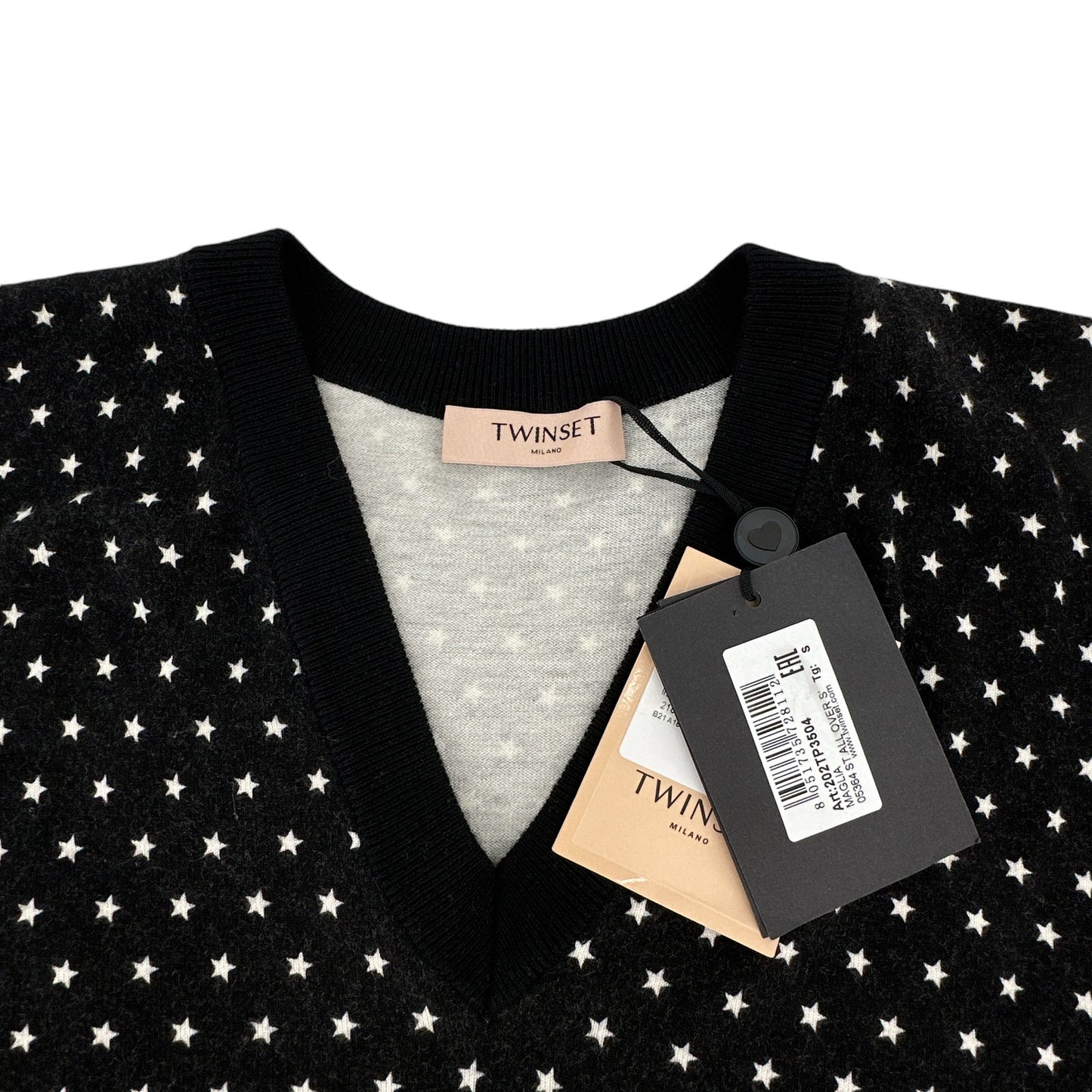 TWINSET Stars Patterned V-neck Sweater S