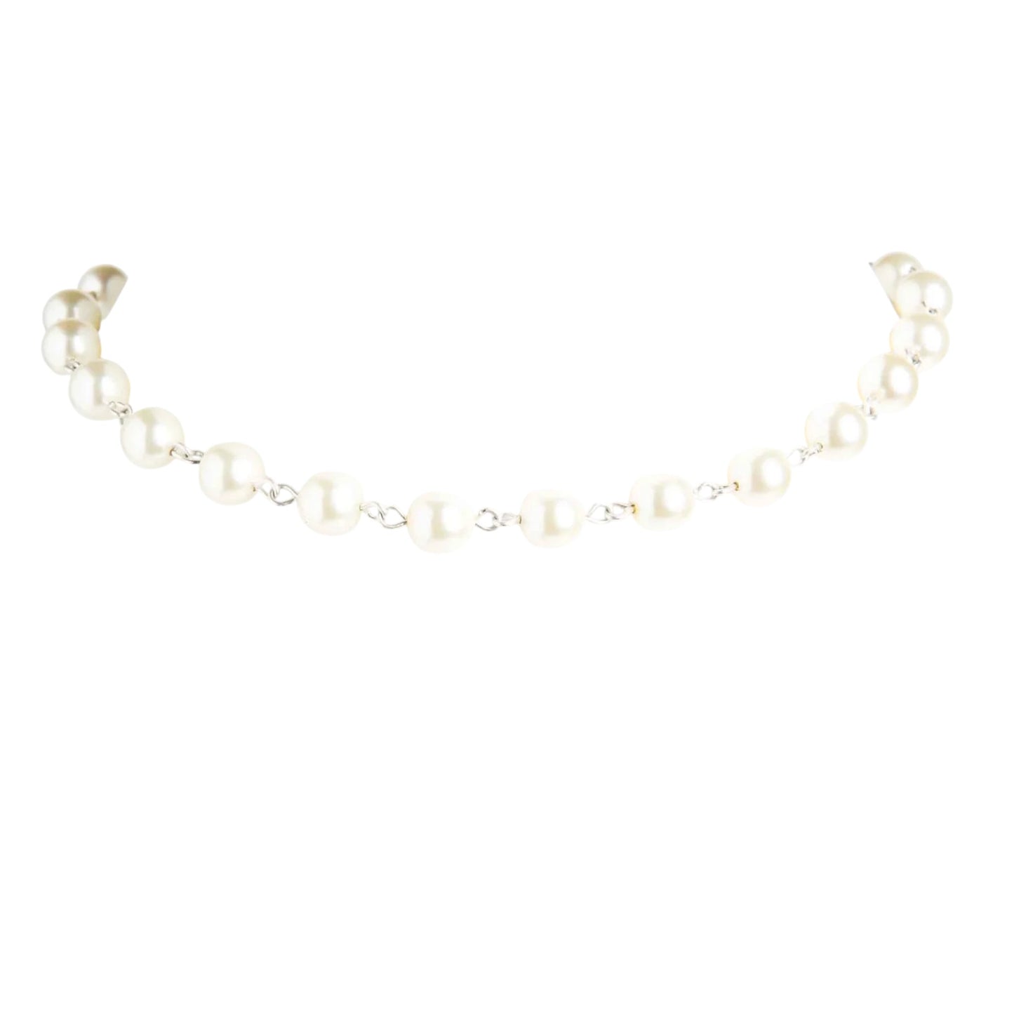 VIRGINS SAINTS & ANGELS VSA Iconic Cream 8mm Pearl Choker in Silver