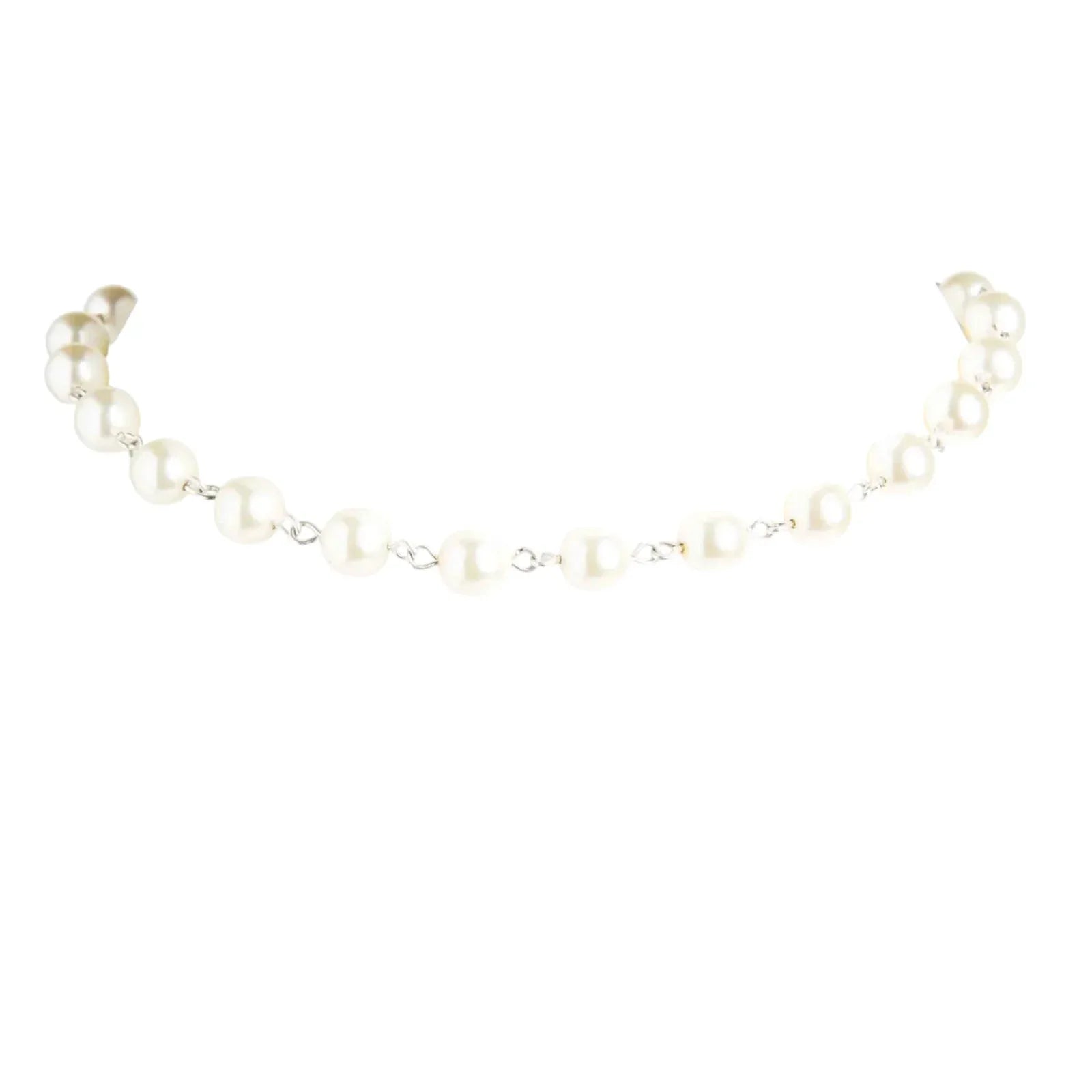 VIRGINS SAINTS & ANGELS VSA Iconic Cream 8mm Pearl Choker in Silver - flyKAMP