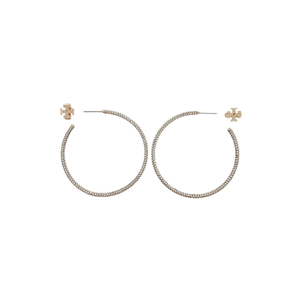 TORY BURCH Pavé Hoop Earrings Tory Burch