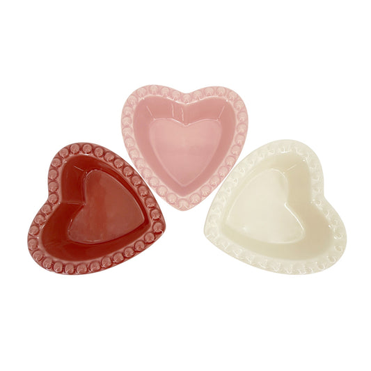 WILLIAMS-SONOMA Beaded Heart Shaped Ramekins || Set of 3