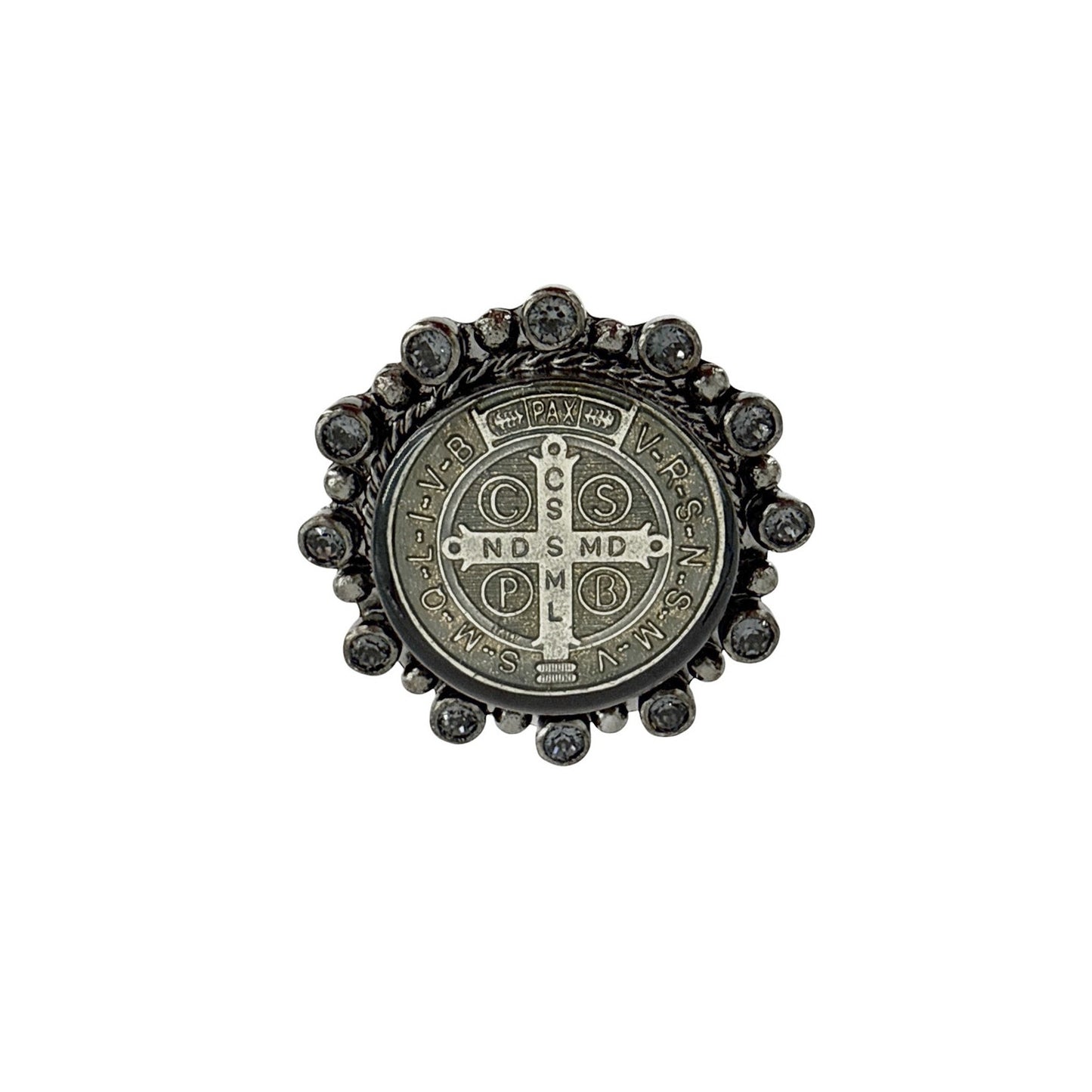 VIRGINS SAINTS & ANGELS VSA Vintage San Benito Ring Sterling Silver Gunmetal 7