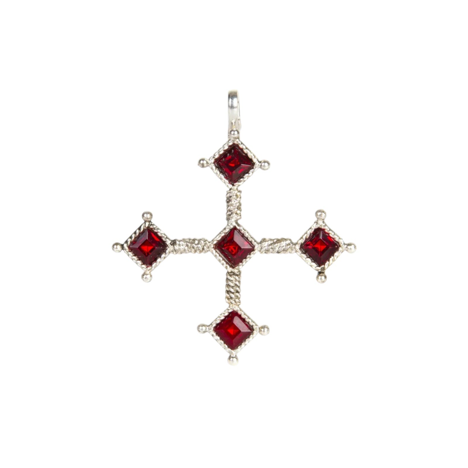 VIRGINS SAINTS & ANGELS VSA Brigid Cross Medallion Fire Ruby & Silver