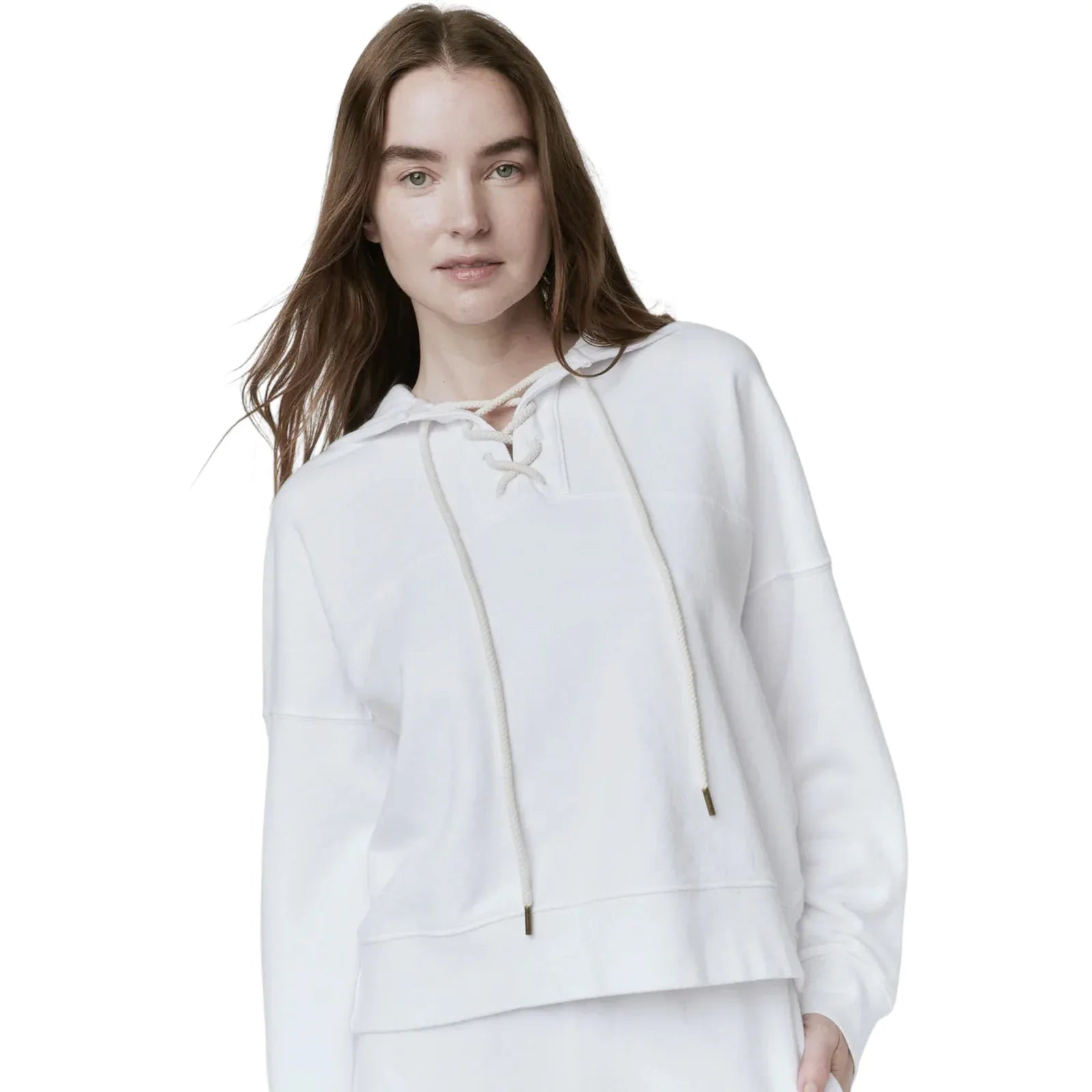 THE GREAT. The Lace Up Hoodie. In True White 0|XS - flyKAMP