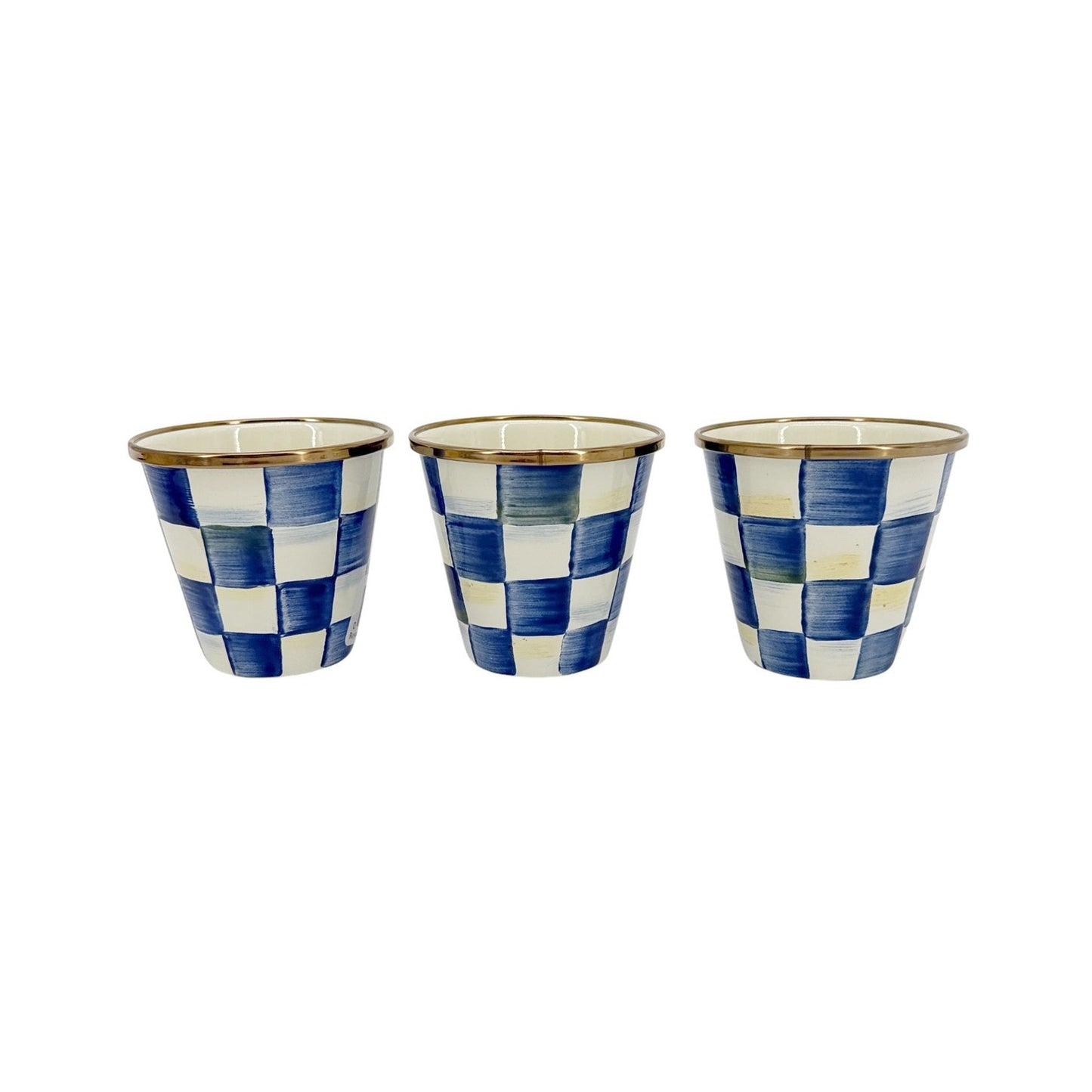 MACKENZIE-CHILDS Herb Pots in Royal Check Set of 3