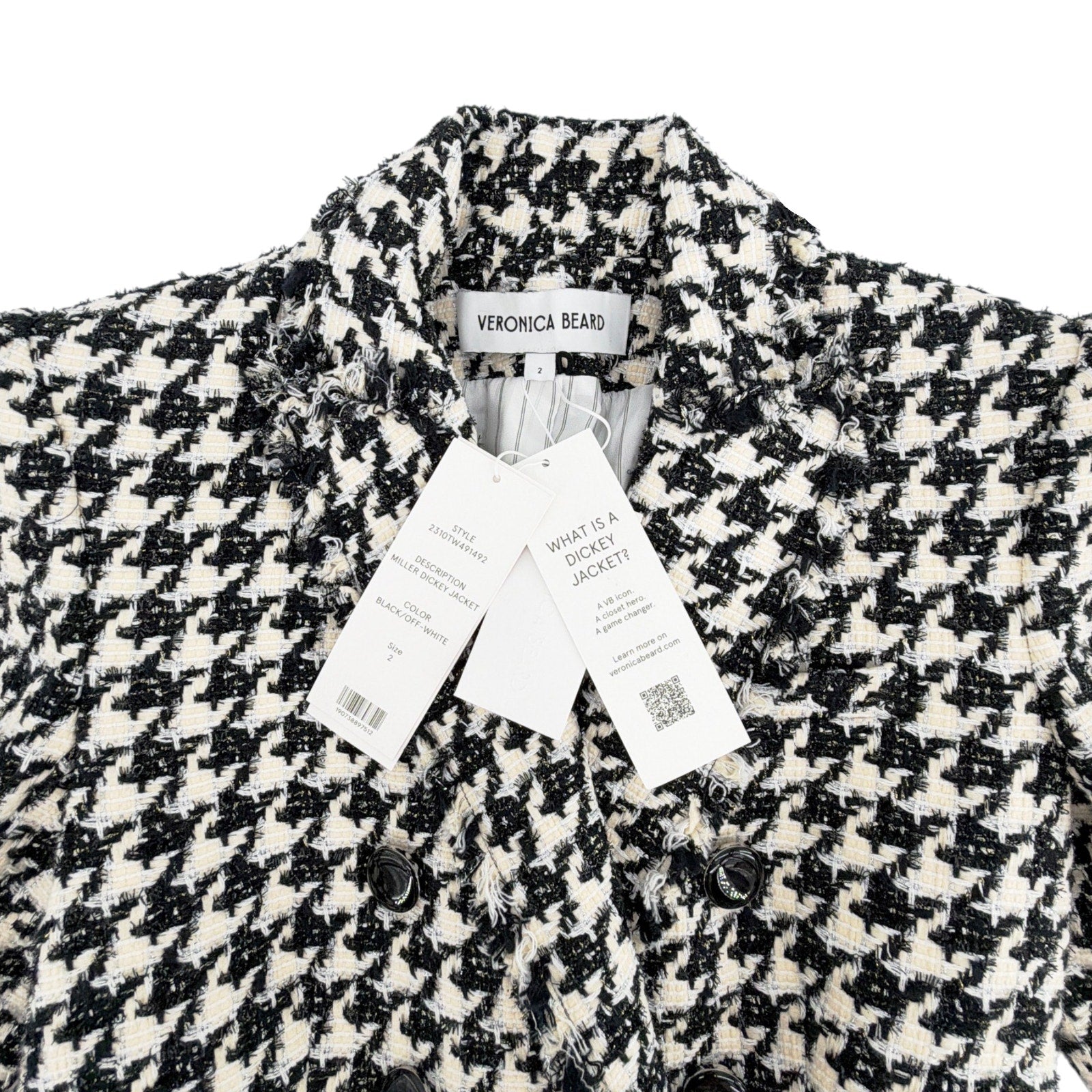 VERONICA BEARD Miller Dickey Jacket in Black & Off-White Houndstooth 2 Veronica Beard