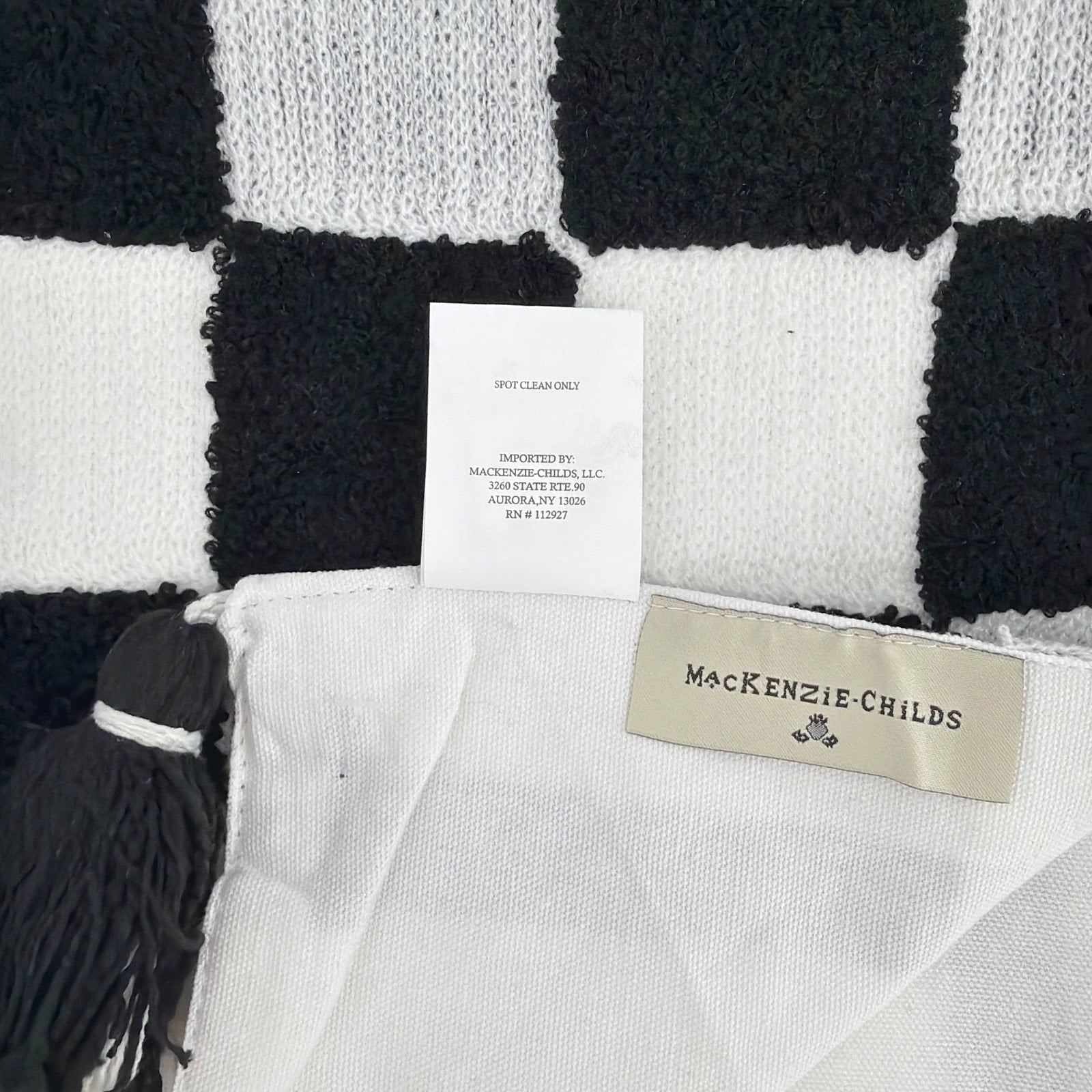 MACKENZIE-CHILDS Black Checks and Stripes Table Runner Mackenzie-Childs