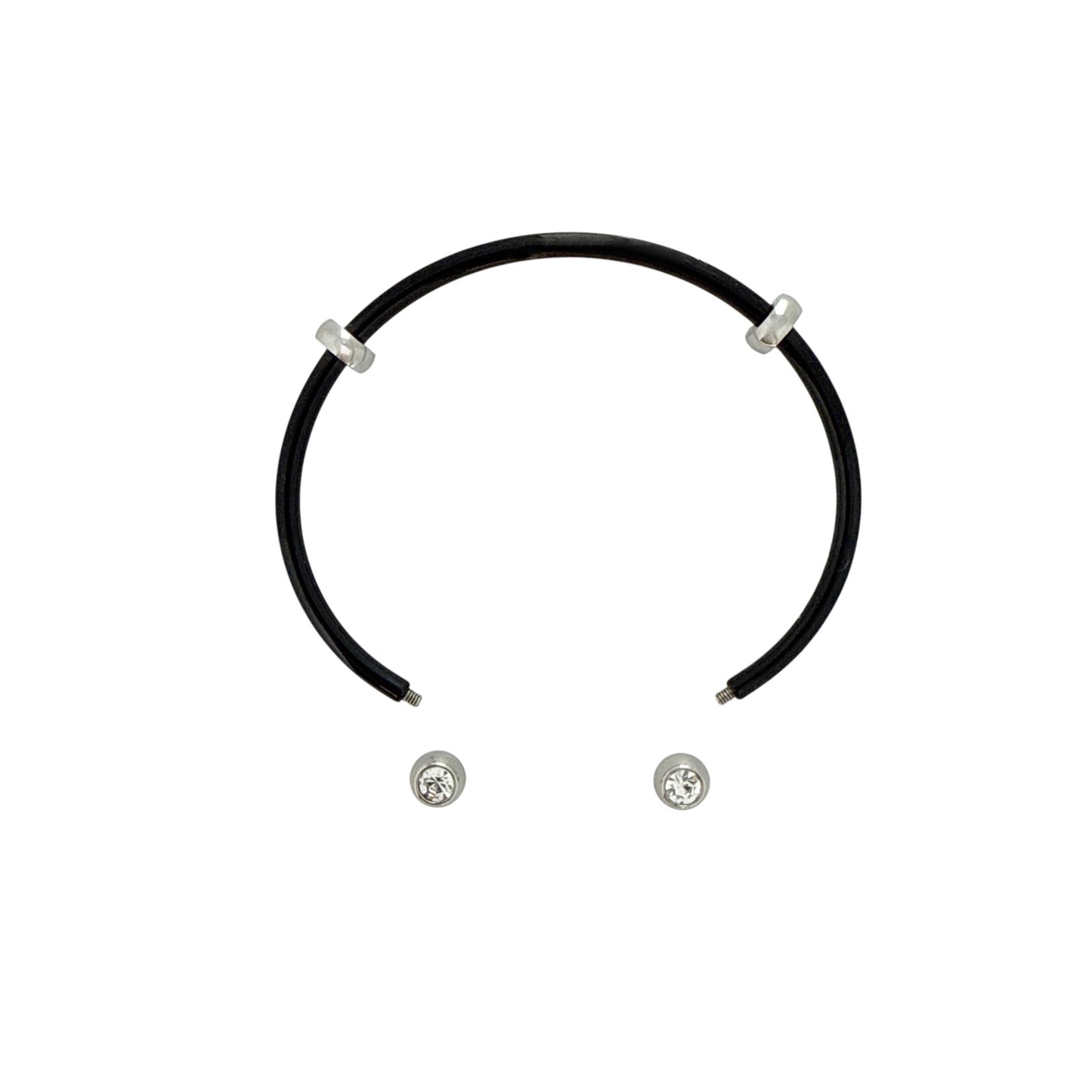ALEX+ANI Bezel Stone Enamel Cuff in Black