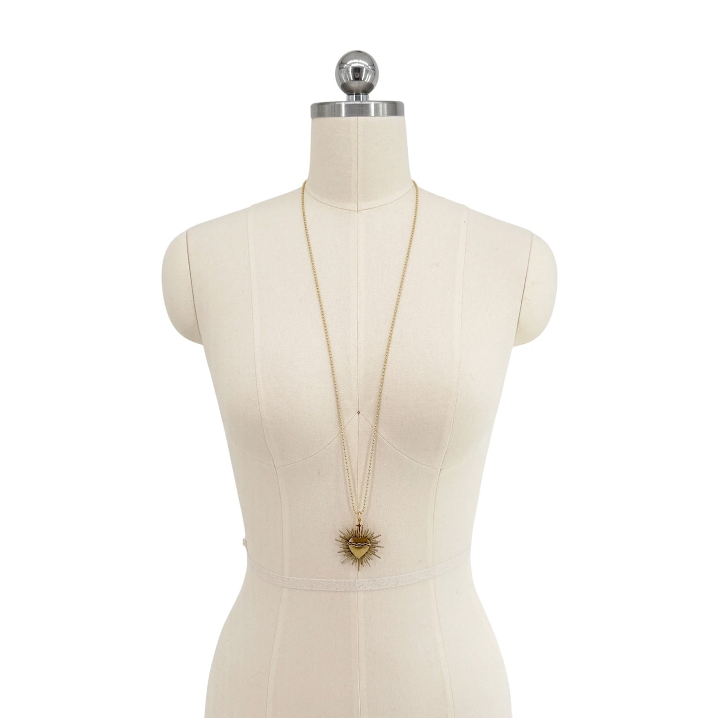 VIRGINS SAINTS & ANGELS VSA Sacred Flame Charm Necklace 34" Gold Plated SS Chain