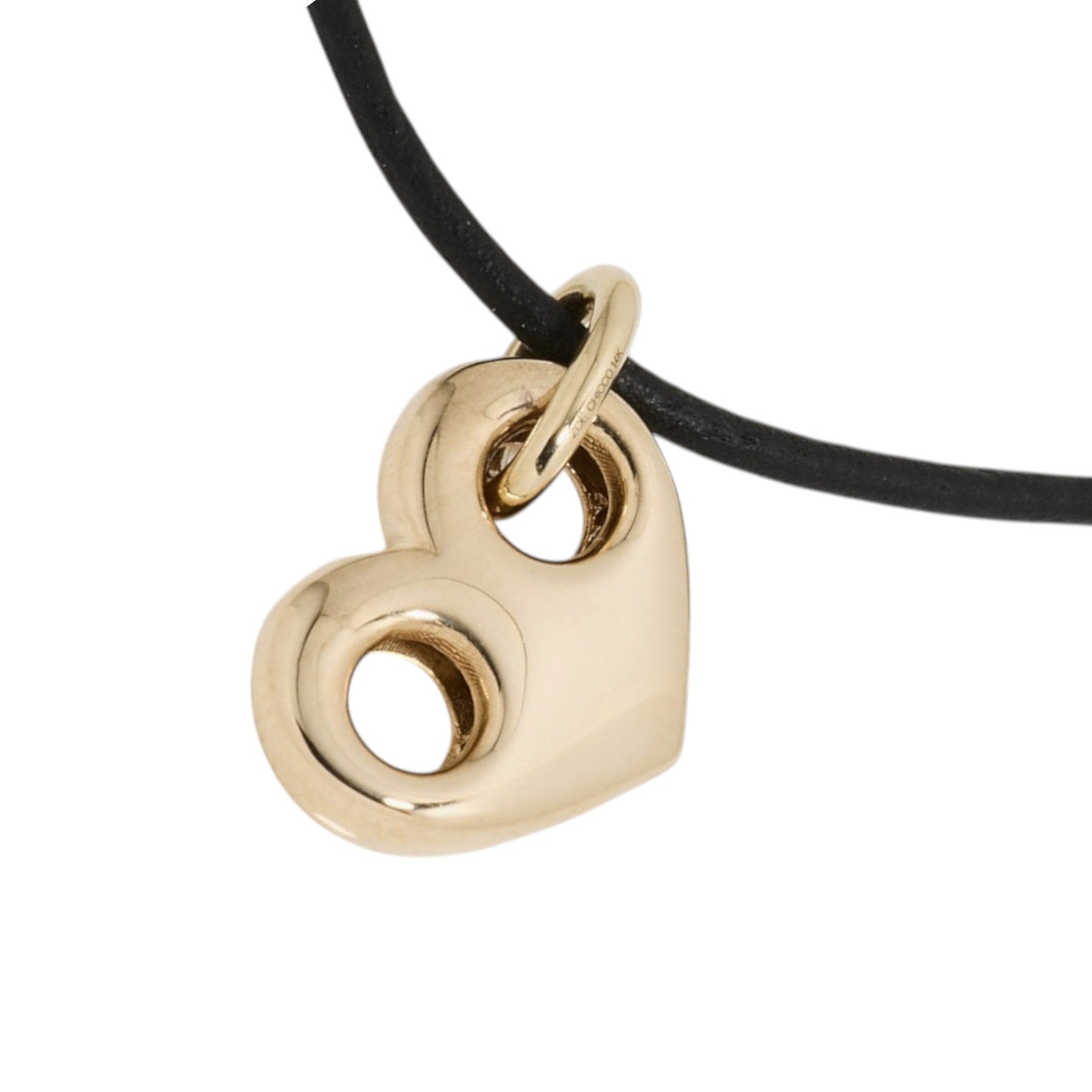 ZOE CHICCO 14k Gold Large Mariner Heart Leather Cord Necklace Zoe Chicco