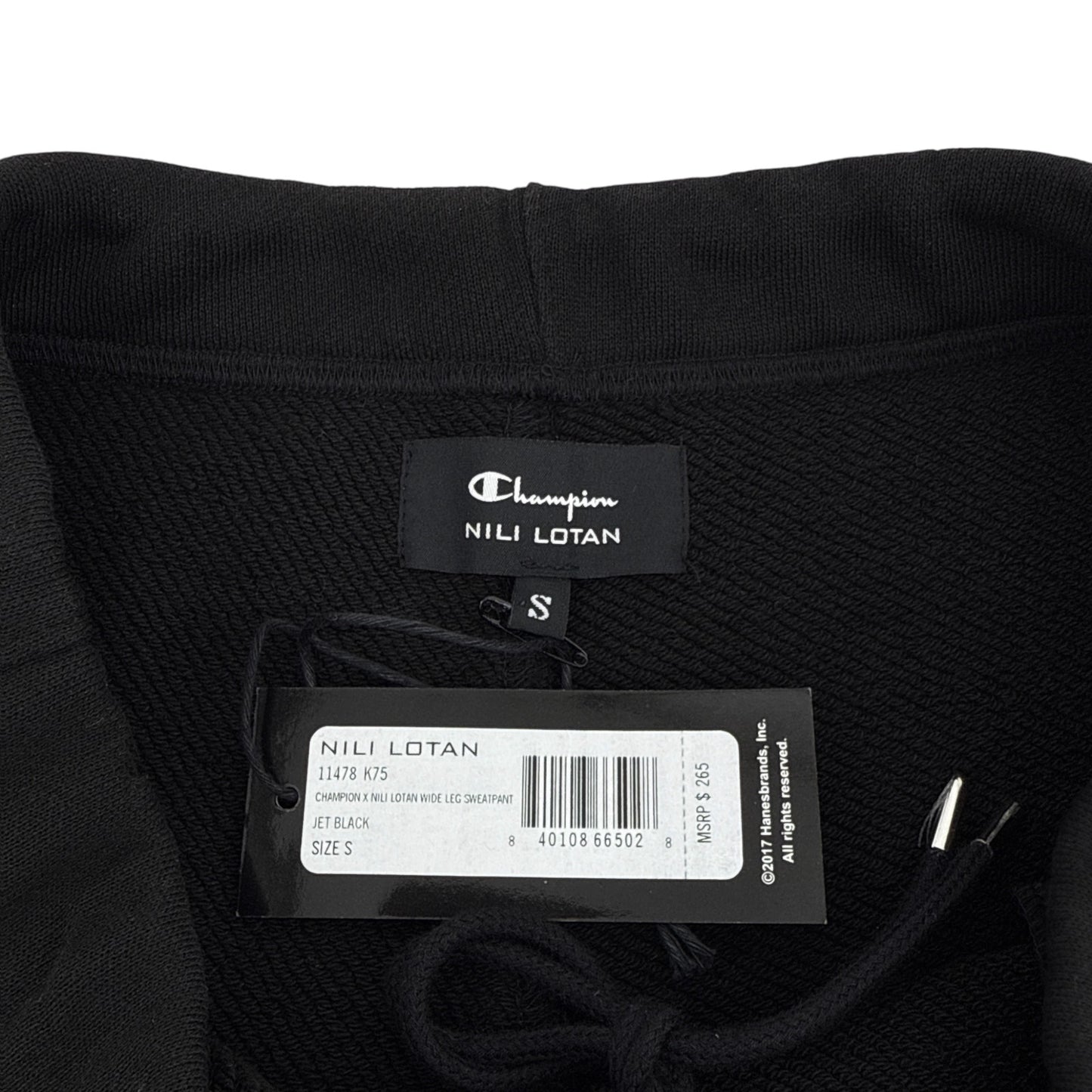 NILI LOTAN x Champion Wide Leg Sweatpant in Jet Black S