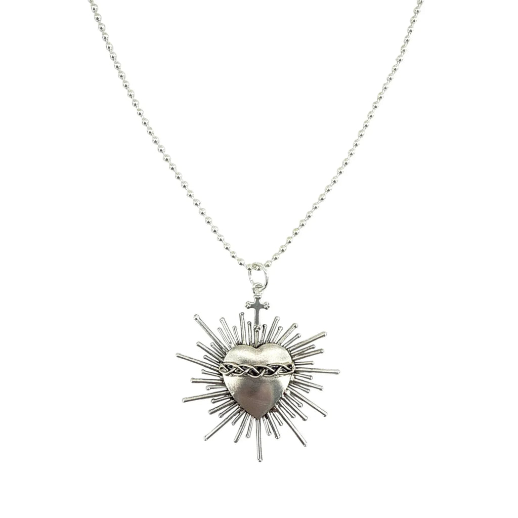 VIRGINS SAINTS & ANGELS VSA Sacred Flame Charm Necklace Silver 34" Ball Chain - flyKAMP