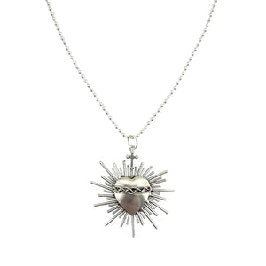 VIRGINS SAINTS & ANGELS VSA Sacred Flame Charm Necklace Silver 34" Ball Chain