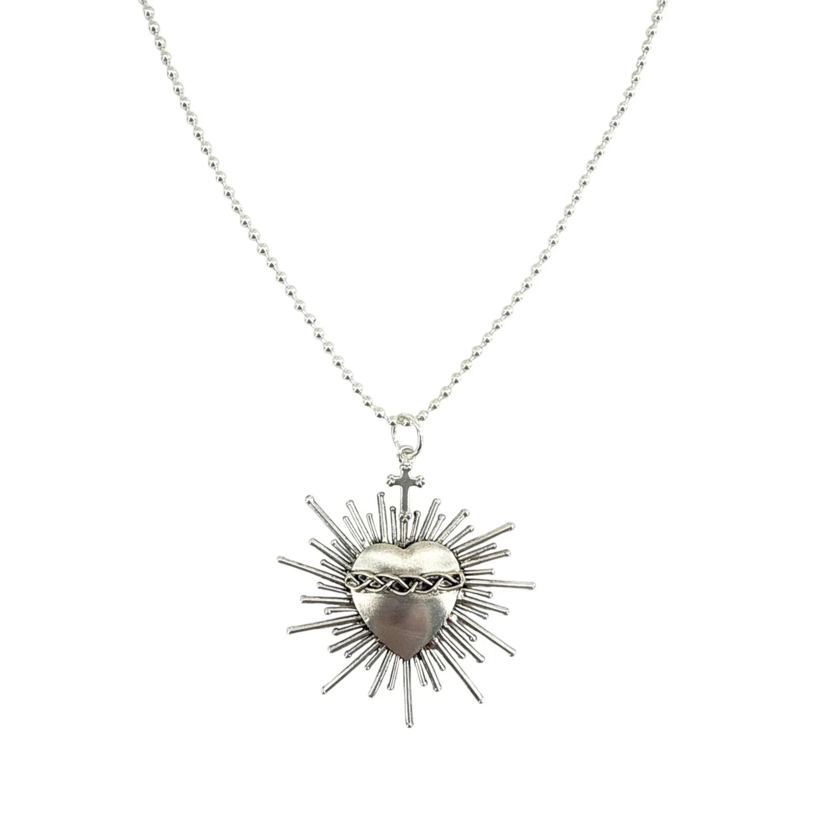 VIRGINS SAINTS & ANGELS VSA Sacred Flame Charm Necklace Silver 34" Ball Chain - flyKAMP