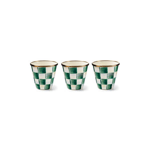 MACKENZIE-CHILDS Herb Pots in Emerald Check Set of 3